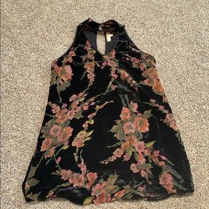 Velour floral mini dress